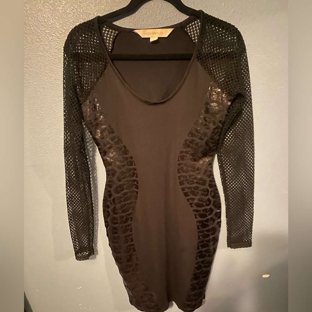 Fishnet long sleeve dress